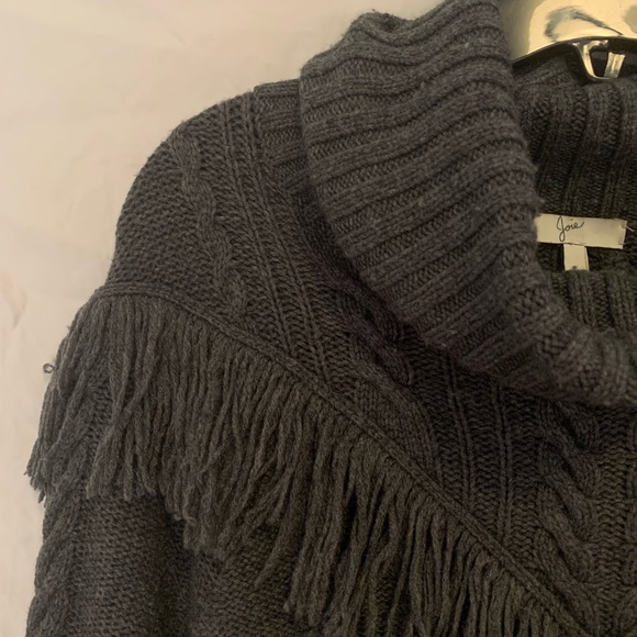 Joie Viviam Fringe Knit Wool/Cashmere Blend Turtleneck Cableknit Sweater - Picture 10 of 16